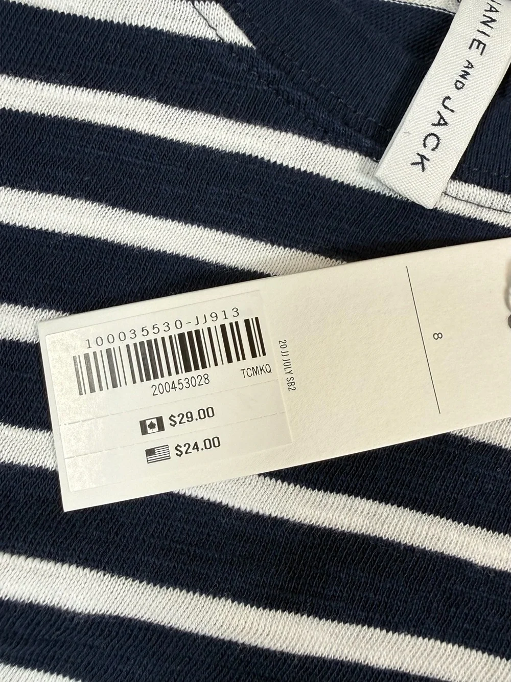 NWT JANIE AND JACK Boys Striped Pocket Long Sleeve Size 8 Coastal Nautical NEW